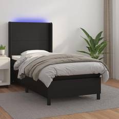 Duro Letti Continentali vidaXL Giroletto A Molle LED Nero 90x190 cm Similpelle Letto Continentale