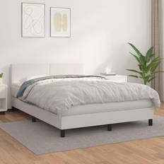 Wit Continentaal Bedden vidaXL Boxspring Met Matras Kunstleer 140x200 cm