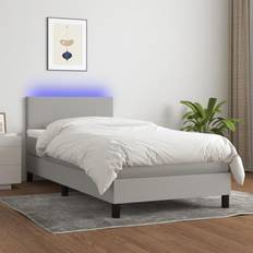 Letti e Materassi vidaXL A Molle Materasso E LED Grigio Chiaro 80x200 cm Tessuto Letto Continentale