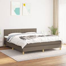 VidaXL 180cm Kontinentalsängar vidaXL Ramsäng madrass taupe tyg Kontinentalsäng