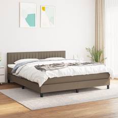 VidaXL 180cm Kontinentalsängar vidaXL Ramsäng madrass taupe tyg Kontinentalsäng