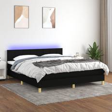 Dur Lits Continentaux vidaXL Sommier À Lattes de Matelas et LED 180x200 cm Noir Lit Continental