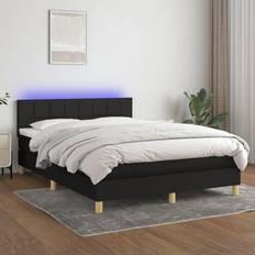 140cm Lits Continentaux vidaXL Sommier À Lattes de Matelas et LED 140x200 cm Noir Lit Continental