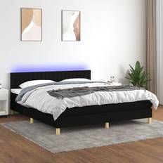 Látex Camas Continentales vidaXL Box Spring Con Colchón LED Tela Negro 180x200 cm - Negro Cama Continental