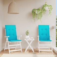Textiel vidaXL Stoelkussens 2 St Hoge Rug Stof Turquoise