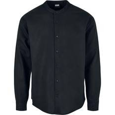 Urban Classics Longsleeve av Cotton Linen Stand Up Collar Shirt Herr svart