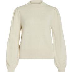 Vila Hög Hals Långärmad Blus Beige