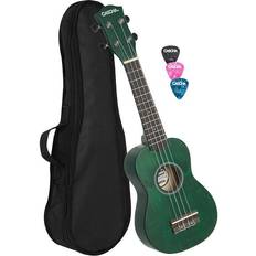 Gröna Ukuleler Cascha HH 3963 Soprano Ukulele with Gig Bag and Plectrums Green