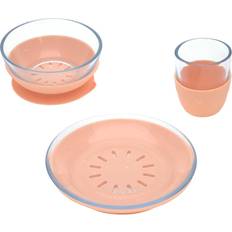 Lässig Esslernset aus Glas und Silikon apricot