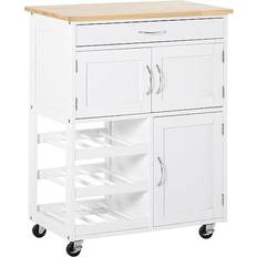 Wood Trolley Tables Homcom Rolling Island Storage Trolley Table 37x67cm