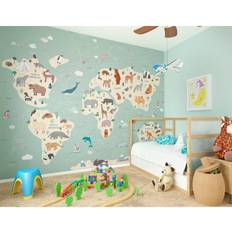 Origin Murals Children's World Map Wall Mural