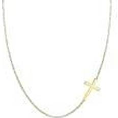 Elli 925 Sterling Silver Gold Plated Cross Pendant Necklace - Silver Gold