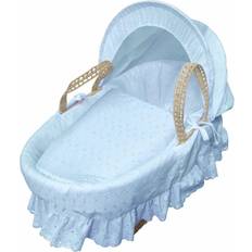 Kinder Valley Broderie Anglaise Blue Moses Basket Bedding Set Palm