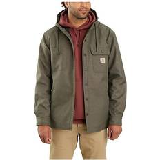 Green - Men Rain Clothes Carhartt Men's Rain Defender Relaxed Fit Heavyweight Hooded Shirt Jacket Moss