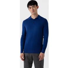 Wool Polo Shirts Sunspel Blue Three-Button Polo