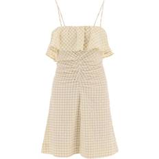 Ganni Stretch Seersucker Strap Mini Dress Kvinde Korte Kjoler hos Magasin Pale Khaki