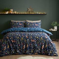 Catherine Lansfield Enchanted Twilight Animals Duvet Cover Blue, Green, Natural (200x230cm)