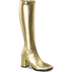 Golden Hohe Stiefel Pleaser Retro Stiefel GOGO-300 PU Gold Schuhgröße: EUR 39