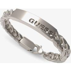 Guess X Logo Silver Tone Tag Chain Bracelet UXB03004STL