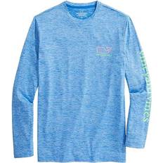 Vineyard Vines Whale Logo Long-Sleeve Harbor Performance Tee - Tide Blue Heather