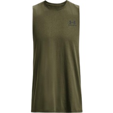 Green - Men Tank Tops Under Armour Men's UA Sportstyle Left Chest Cut Off Tank Top - Marine Od Green/Black