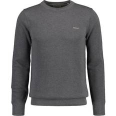 Gant Men's Cotton Pique Crew Neck Sweater - Dark Grey Melange
