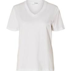 Selected Essential Ss V-Neck Tee - Bright White