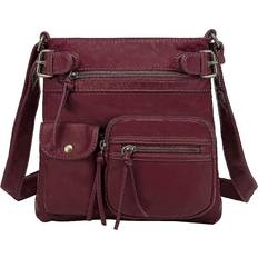 Scarleton Ultra Soft Multi Pocket Crossbody Handbag - Burgundy Red/Purple