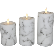 Bloklys med fjernbetjening Cozzy bloklys, 3D flamme LED-lys 3stk