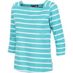 Turquoise - Women T-shirts Regatta Womens/ladies Polexia Stripe Tshirt turquoise/white