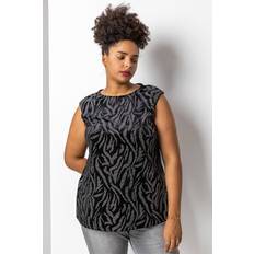 Silver - Women Blouses Roman Curve Animal Print Velvet Top