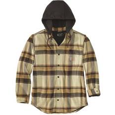 Carhartt Hemden Carhartt Men's Rugged Flex Relaxed Fit Flannel Fleece Lined Hooded Shirt Jacket Brown