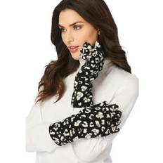 Mittens Women's Fleece Gloves by Accessories For All in Black Graphic Spots