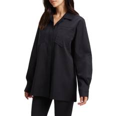 Good American Tops Good American Slit-Back Poplin Shirt in Black