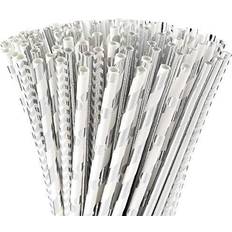 Straws ALINK Biodegradable Silver Paper Straws Bulk Pack of 100 Metallic Foil Striped/Wave/Dots Straws for Birthday Wedding Bridal/Baby Shower Celebrations and Party Supplies