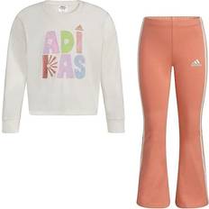 Tops Adidas Toddler Girls' Graphic T-Shirt and Flare Pant Set Chalk White 3T