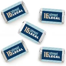 Big Dot of Happiness Boy 16th Birthday Mini Candy Bar Wrapper Stickers Sixteen Party Favors 40 Ct Blue Blue