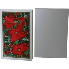 Jam Paper Christmas Cards Set, Modern Poinsettia, 10/Pack 8156228 Quill