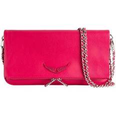 Roze Clutches Zadig & Voltaire Rock Grained clutch van leer met afneembare schouderriem Fuchsia 1 maat