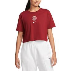 Women's Red Paris Saint-Germain Crest Cropped T-Shirt