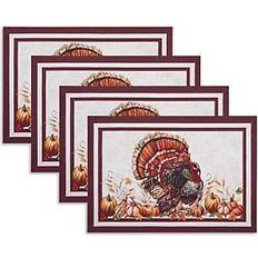 Brown Place Mats Elrene Home Fashions Autumn Heritage Turkey Engineered Placemats 4 pcs Individuales Marrón