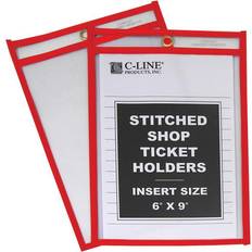 Red Business Card Holders C-Line Hanging Strap Shop Ticket Holder Support 6" 9"