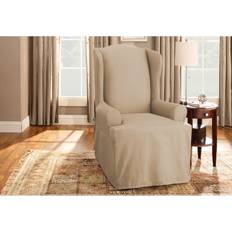 Loose Covers Sure Fit Solid Duck Cloth Wing WINGBACK Loose Chair Cover Beige