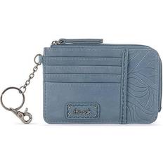 The Sak Iris Wallet in Leather Elevated Card Holder with Keychain - Maritime Wave Embossed