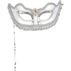 Plata Mascarillas White Metallic Venetian Costume Mask Adult One