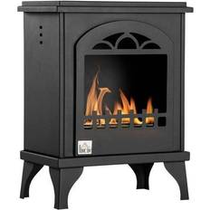 Homcom Fireplaces Homcom Ethanol Fireplace Freestanding Stove Heater 0.4 Gal Max 470 Sq. Ft Black Black