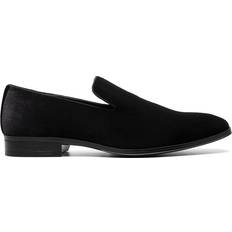Savian Plain Toe Velour Formal Loafers - Black
