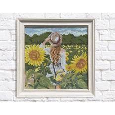 Yellow Diamond Paintings Diamond painting kit Girl in Sunflowers Field Crafting Spark 7.9 x 7.9 in CS2625