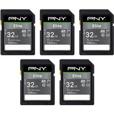 PNY 32 GB Memory Cards PNY 32GB Elite Class 10 U1 V10 SDHC Flash Memory Card 5-Pack