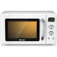 Microwave Ovens Costway 0.9 Cu.ft Retro Countertop Compact White